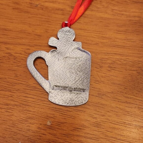 The Paper Store Gingerbread Man in Mug & Candy Metal Christmas Ornament - Picture 2 of 3